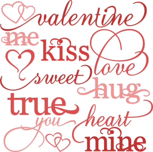 Valentine Word Set SVG cutting files valentines day clipart cute clipart free svg cut files