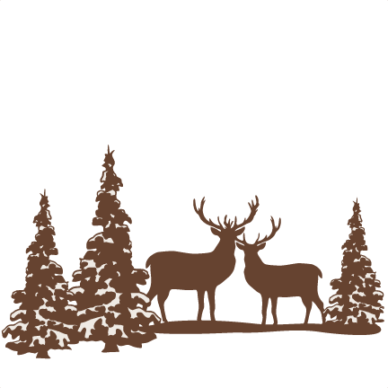 Reindeer Winter Scene SVG scrapbook cut file cute clipart files for