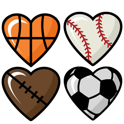 Sports Hearts Set scrapbook cut file cute clipart files for