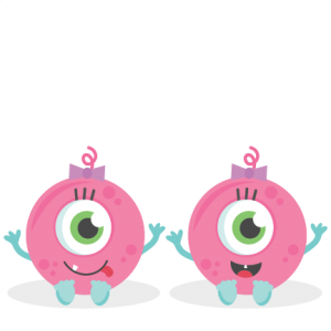 Twin Baby Girl Monsters SVG scrapbook cut file cute clipart files for silhouette cricut pazzles free svgs free svg cuts cute cut files