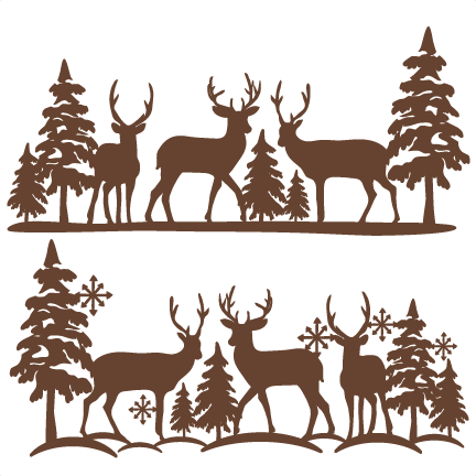 Winter Reindeer Scene SVG scrapbook cut file cute clipart files for