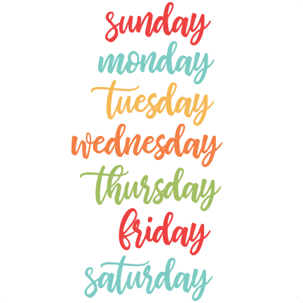 Days of the Week PNG Files Monday Png Tuesday Png 