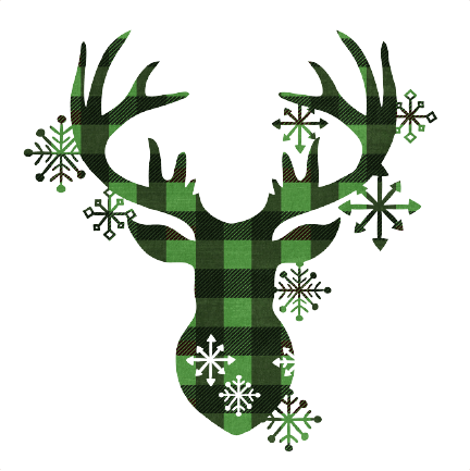 Printable Green Buffalo Check Reindeer Head scrapbook cut ...