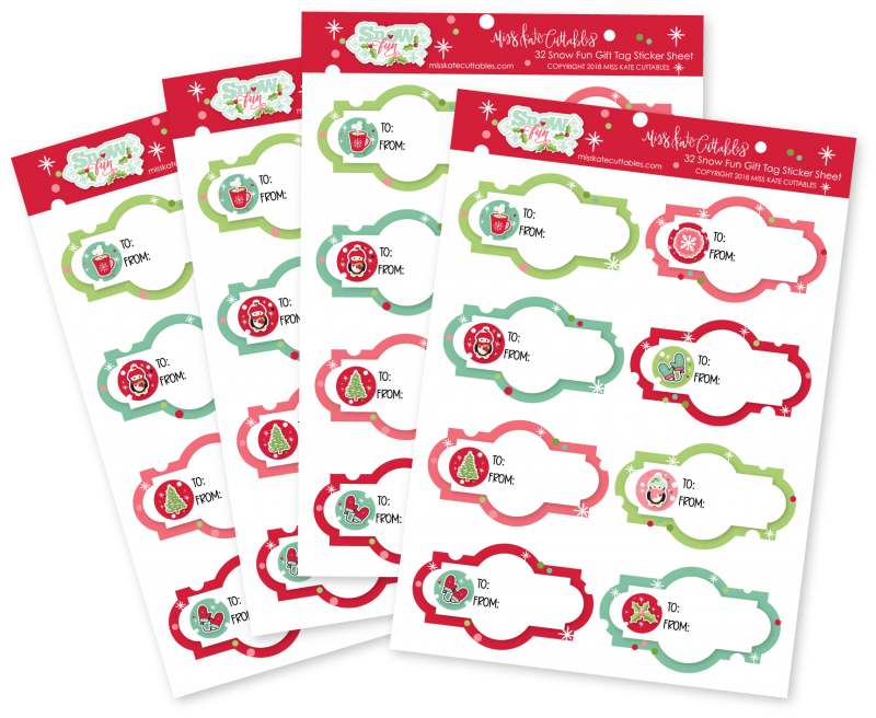 Snow Fun - Sticker Gift Tags Pack