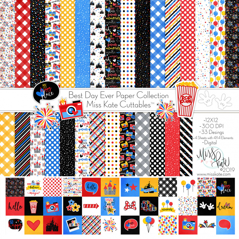 Best Day Ever Disney Digital Scrapbook Paper Collection Svg Cuts Scrapbook Cut File Cute Clipart Files For Silhouette Cricut Pazzles Free Svgs Free Svg Cuts Cute Cut Files