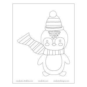 Penguin Wearing Scarf Coloring Page SVG scrapbook cut file cute clipart files for silhouette cricut pazzles free svgs free svg cuts cute cut files