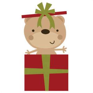 Bear In Present SVG file for scrapbooking christmas svg files christmas cut files for scrapbooks