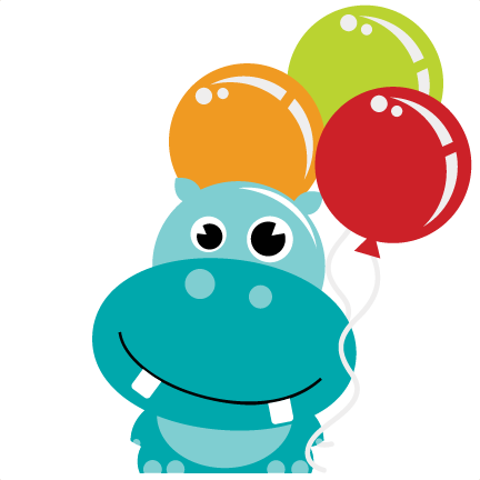 Download Hippo Holding Balloons SVG scrapbook file hippo svg file hippo svg cuts hippo cut file for ...
