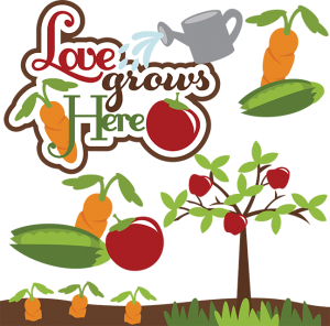 Love Grows Here SVG gardening svg files carrot svg file tomato svg file peapod svg file for scrapbooking free svgs