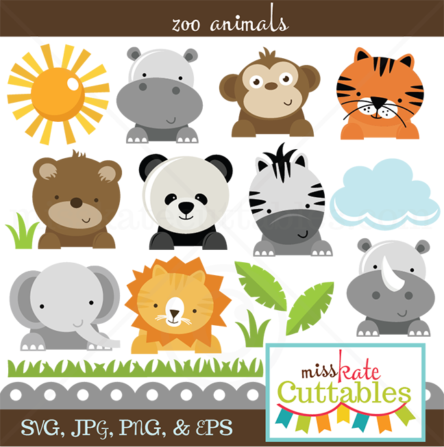 Download Zoo Animals SVG cut files for scrapbooking zoo svg files lion svg tiger svg bear svg cut file