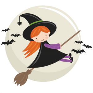 Cute Flying Witch SVG cut file halloween svg cut files halloweeen scal cutting files free svg cuts