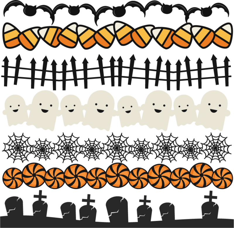 Halloween Borders Set SVG Scrapbook Title Spiderweb Svg Cut File 