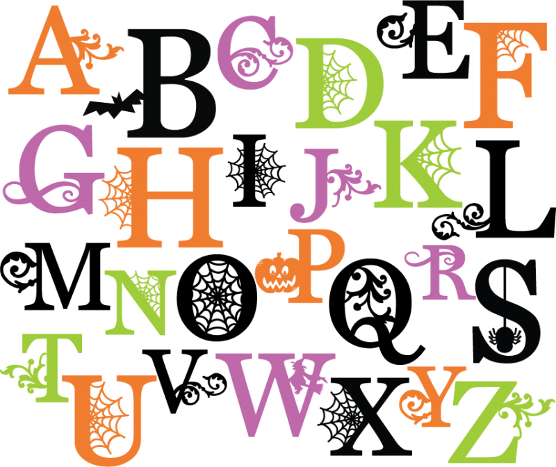 Halloween Monograms Set SVG scrapbook letters spiderweb svg cut file