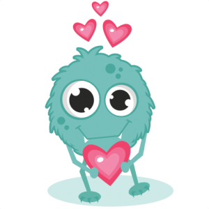 Monster In Love SVG cutting files monster svg cut cute monster clipart valentines svg cuts
