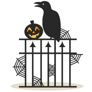 Halloween Fence Scene SVG scrapbook title SVG cutting files crow svg cut file halloween cute files for cricut cute cut files free svgs