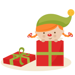 Girl Elf in Present SVG cutting files christmas svg cuts free svgs cute cut files for cricut cute svgs cute christmas clip art