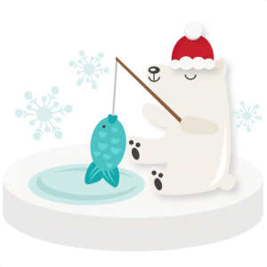 Fishing Polar Bear SVG scrapbook  winter svg cut file snowflake svg cut files for cricut cute svgs free