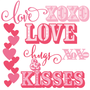 Valentine Word Set scrapbook titles SVG cutting files doodle cut files for scrapbooking clip art clipart doodle cut files for cricut free svg cuts