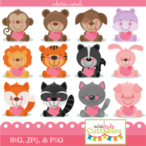 Miss Kate Cuttables Valentine Animals Bundle SVG files for scrapbooking free svg files for cricut machines free svg files